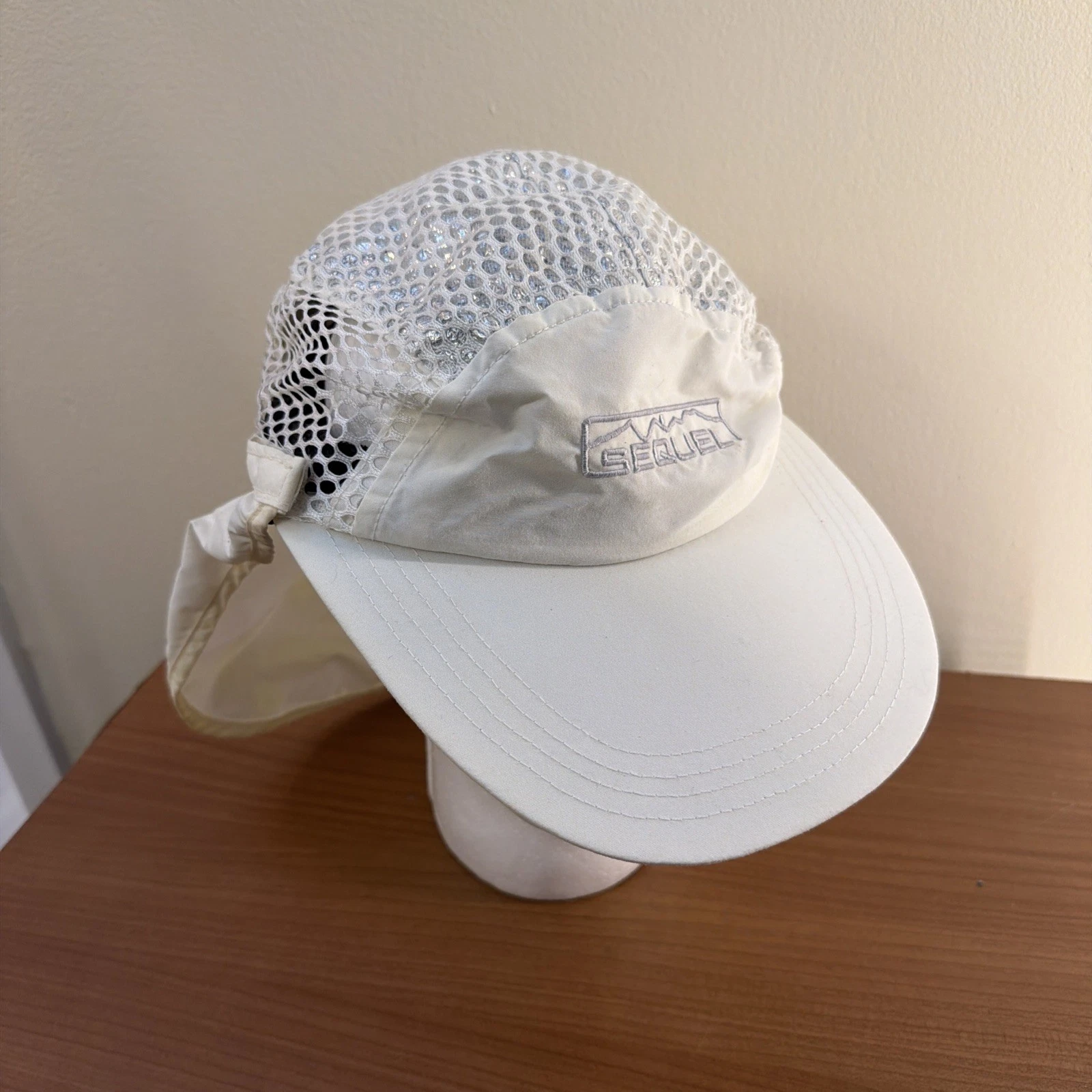Vintage SEQUEL Desert Sun Hat Mesh Reflective Top Hiking Duck Bill USA Large