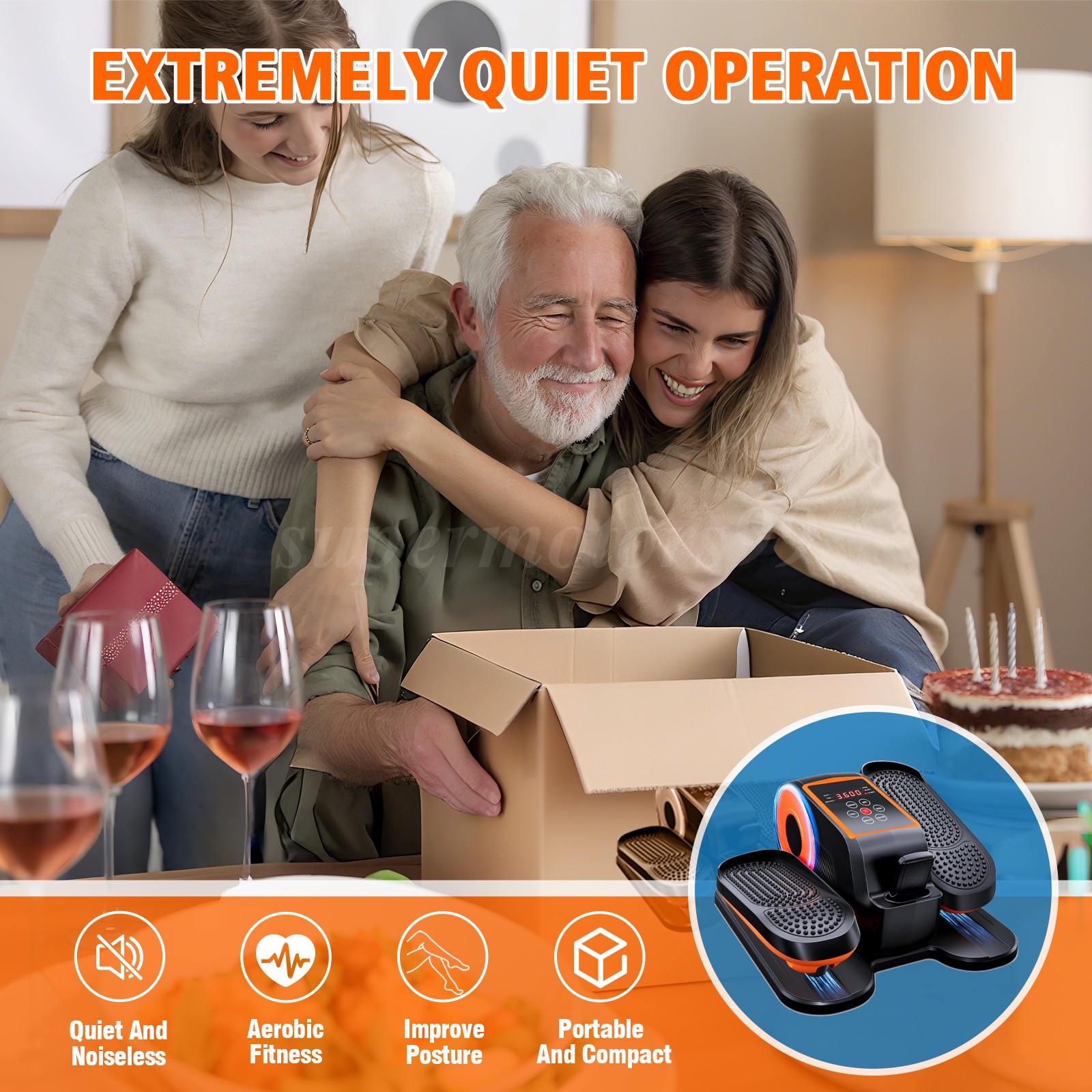 15 Speed Ellipse Leg Exerciser for Seniors Under Desk Elliptical Machine Remote