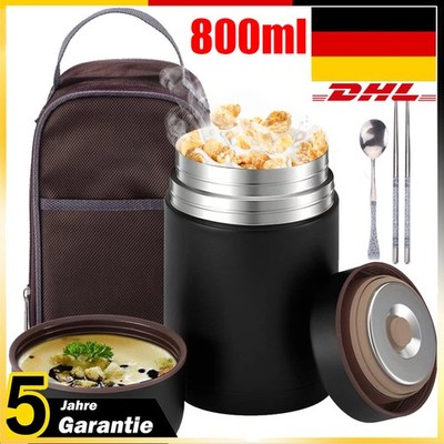 Edelstahl Lunchbox Thermoskanne Tragbar Essen Suppe Behälter Kapazität 800ml 1X