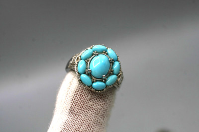D Joy Sterlingsilber Cabochon Dornröschen Türkis & Zirkon Ringgröße 7,25