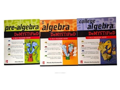DeMYSTiFieD Math Book Lot Pre-Algebra Algebra College Algebra McGraw Hill 3 PB