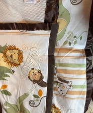 Breathable Baby Mesh Crib Liner Safari Jungle Friends Brown Green Elephant