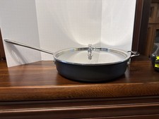 All-Clad LTD  Deep Saute Pan Skillet 11" x 2.5" W/ Lid Helper Handle Skillet Vtg