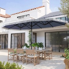 15ft Rectangle Patio Umbrella UPF30 Extra Large Outdoor Umbrella With Fringe And