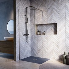 900mm Gunmetal Shower Screen for Wet Room & Walk In Shower – Corvus CORGM900