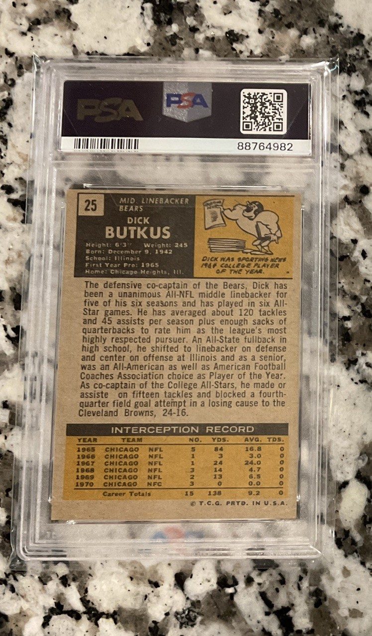 1971 Topps Dick Butkus #25 PSA EX 5 | eBay