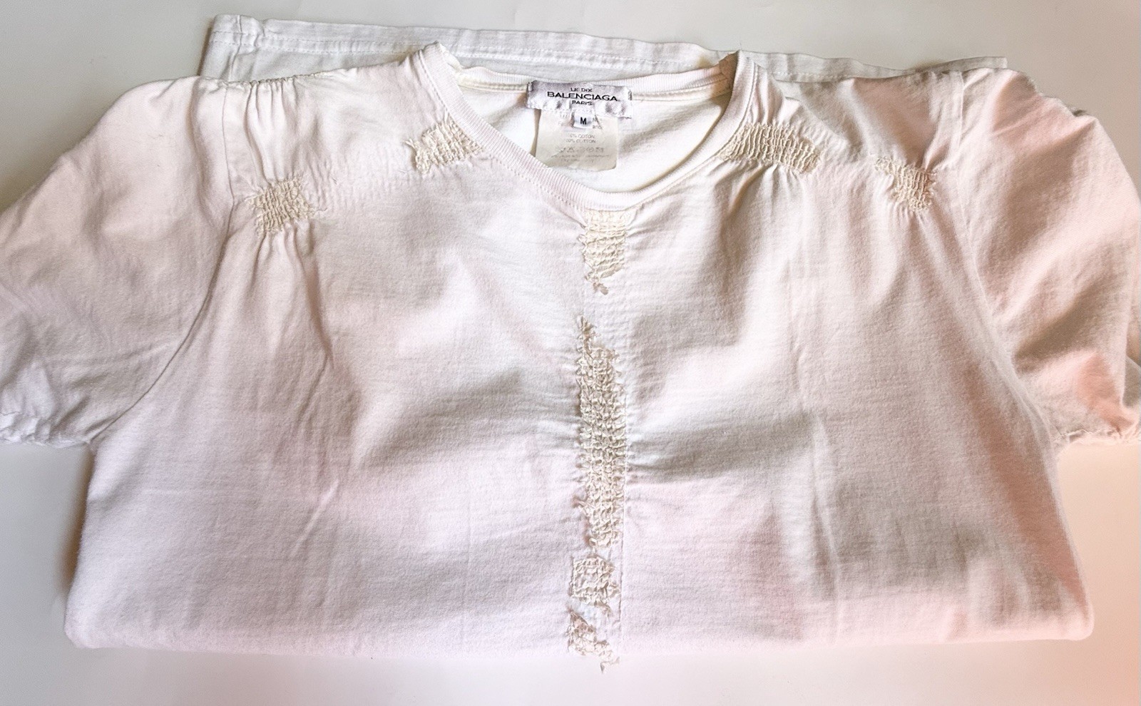 Balenciaga Le Dix WMNs Ivory rouched Deconstructed Top/Tshirt Cotton Sz M