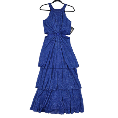 Alexa B Nites Dress Womens 8 Blue Glitter Halter Cut Out Tiered Maxi Gown | eBay Alexa B Nites Dress Womens 8 Blue Glitter Halter Cut Out Tiered Maxi Gown | eBay