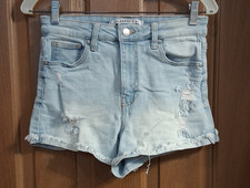 Celebrity Pink Distressed Blue Jean Shorts Stretch Cuffed Juniors Size 7/28