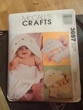 McCall's Sewing Pattern 3697 Baby Room Essentials Towel Wash Mitt Bibs BOOTIES