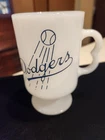Vintage Los Angeles Dodgers Baseball Mug Coffee Milk Glass Pedestal Cup