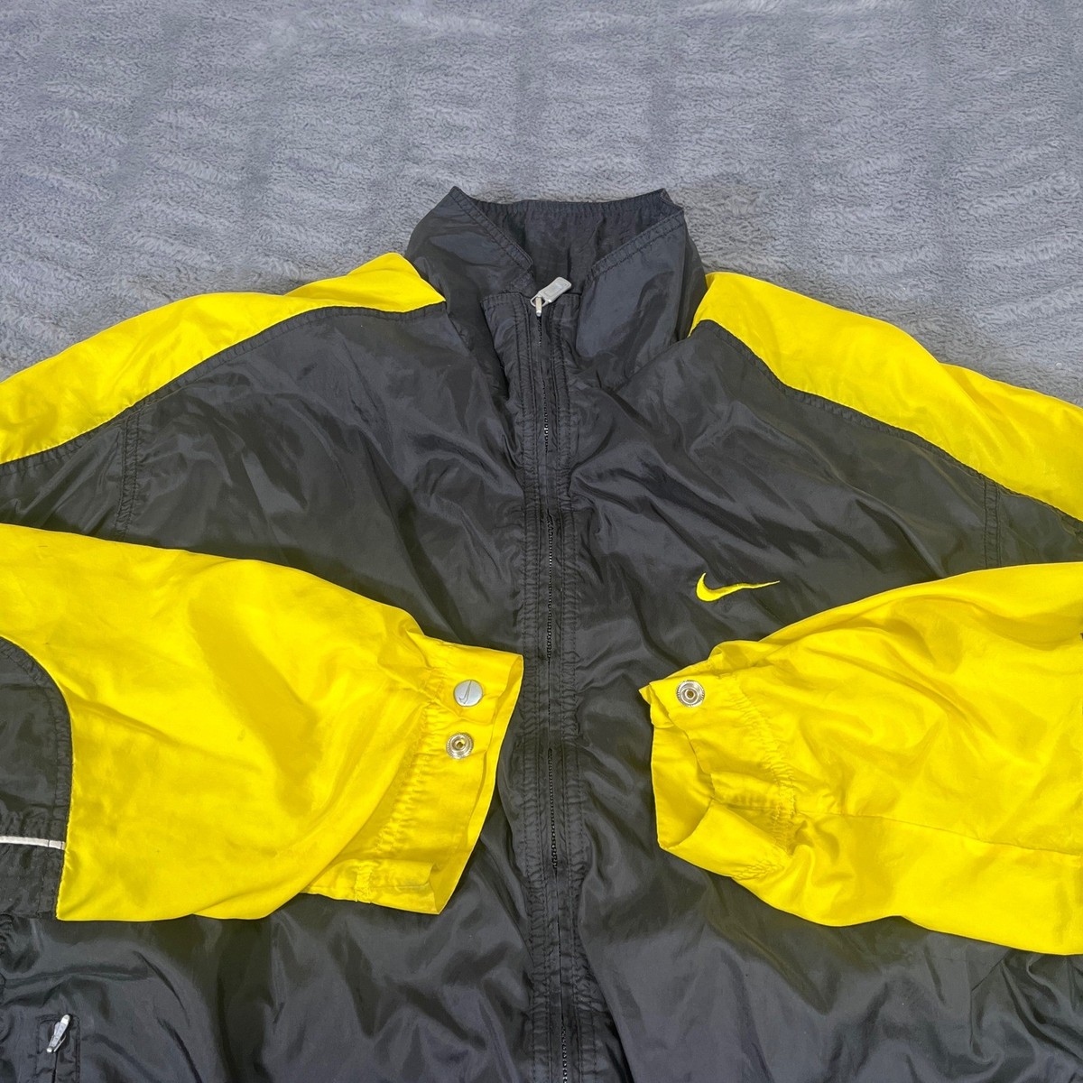 Vintage Nike 90s Windbreaker Jacket XL Black Yellow Colorblock