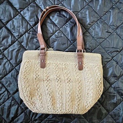 The Sak Crochet Knit Shoulder Bag Beige Zip Saks Fifth Avenue Handbag Purse