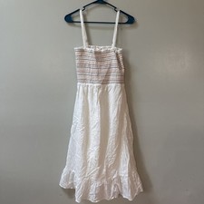 MIA & TESS White SunDress Resort Vacation Casual Medium Boho Cottage Garden