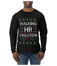 Walking HR Violation Funny Ugly Christmas Mens Long Sleeve Shirt