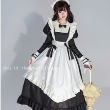 Japanese Lolita Maid Outfit Long Dress Cosplay Costume Party Uniform Suit