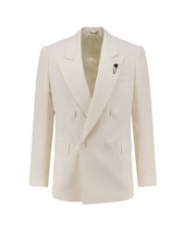 LARDINI White Double-breasted viscose and silk blazer Jacket New  Authentic