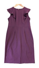 Dorothy Perkins UK 14 Purple Ruffle Sleeve Wiggle Sheath Dress Pencil Smart Work
