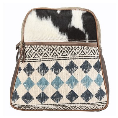KB OHLAY KB123 Backpack Upcycled Canvas Hair-On Genuine Leather women bag