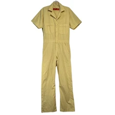Red Kap Coverall Yellow Short Sleeve  Men's Zip-Front Work Jumpsuit Action Back