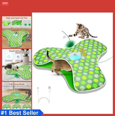 Interactive Cat Toy with Motion Activated Feather Chirping USB Rechargeable