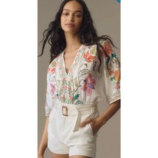 NEW Farm Rio Off-White Floral Insects Bodysuit - Size Medium