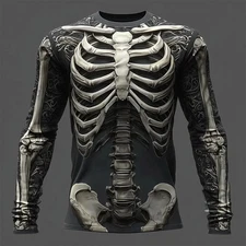 Mens Funny Skeleton Skull HALLOWEEN 3D Printed T-Shirt Cosplay Costume party