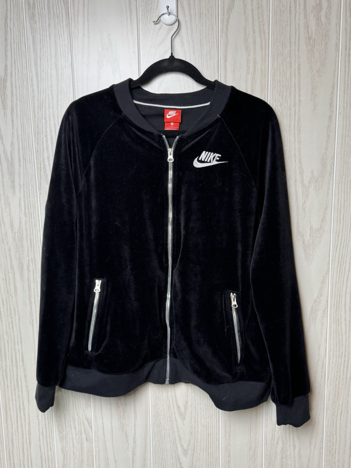SACAI X NIKE Giacca Nike in velluto nero con zip intera e zip argento taglia XL