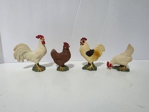 Vintage 90s 1998 Retired Lot of 4 Schleich Farmyard Animals Chicken Rooster