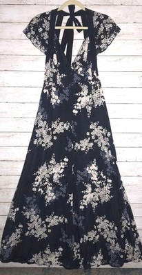 French Connection Maxi Dress 10 Floral Flutter Whimsy Fairy Open Back Medieval 