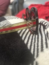 Gucci Women's Fashion Sunglasses Black Frame  Lens Gold Red Accent