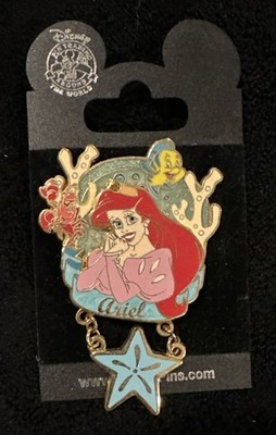Disney Little Mermaid Ariel And Flounder 3D Dangle Enamel Pin 2006