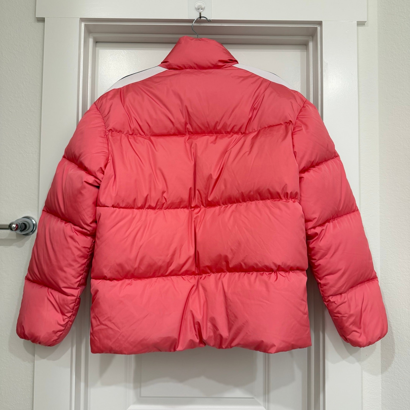 Palm Angels Classic Track Down Puffer Jacket in Pink/White Size XS image 5