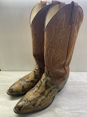 VTG Dan Post Exotic Python Snakeskin High Top Cowboy Boots Men s 12D - EXCELLENT