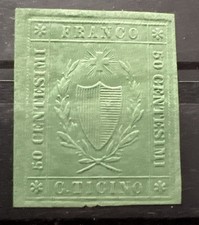 Suisse – Canton – 50 Centesimi FRANCO – Fiscal gaufré – Années 1870 – MH
