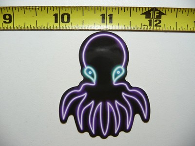 SCARY OCTOPUS SEA OCEAN LIFE SMALL STICKER DECAL NEON STYLE FUN FUNNY
