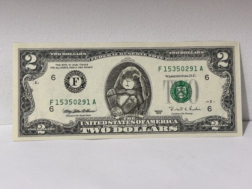 Rare 1999 Walmart Cottontail Currency $2 Bill Easter Promo with COA & Card - Picture 2 of 8