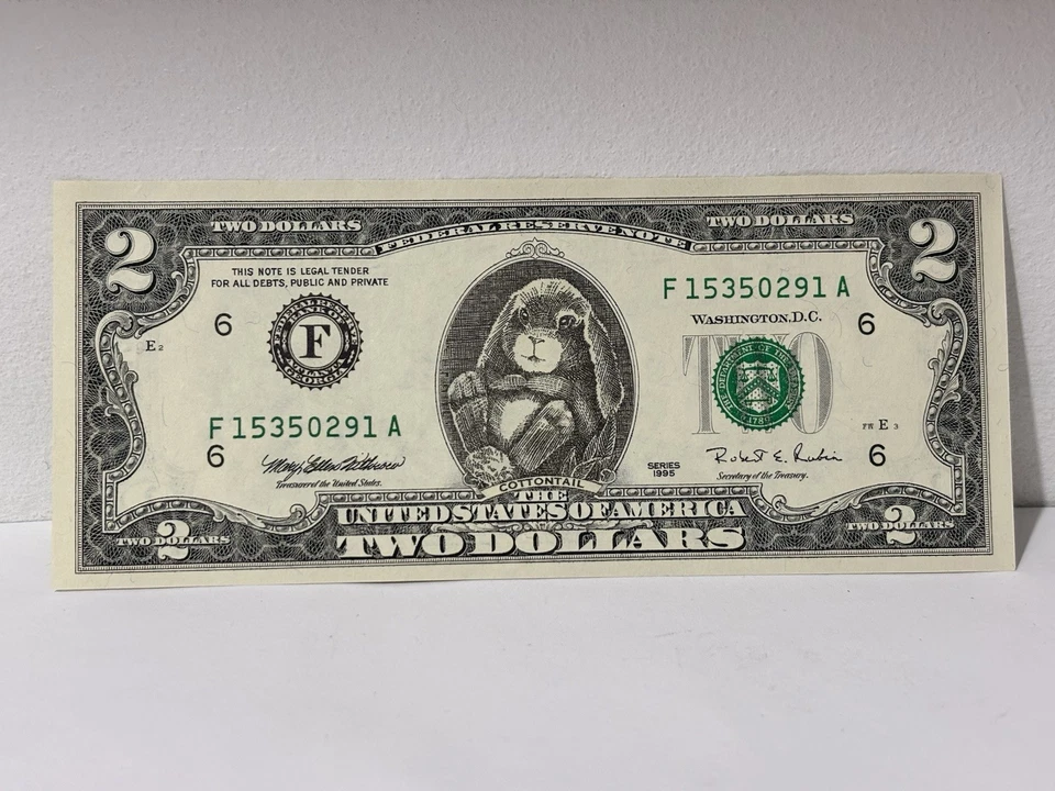 Rare 1999 Walmart Cottontail Currency $2 Bill Easter Promo with COA & Card - Image 2 of 4