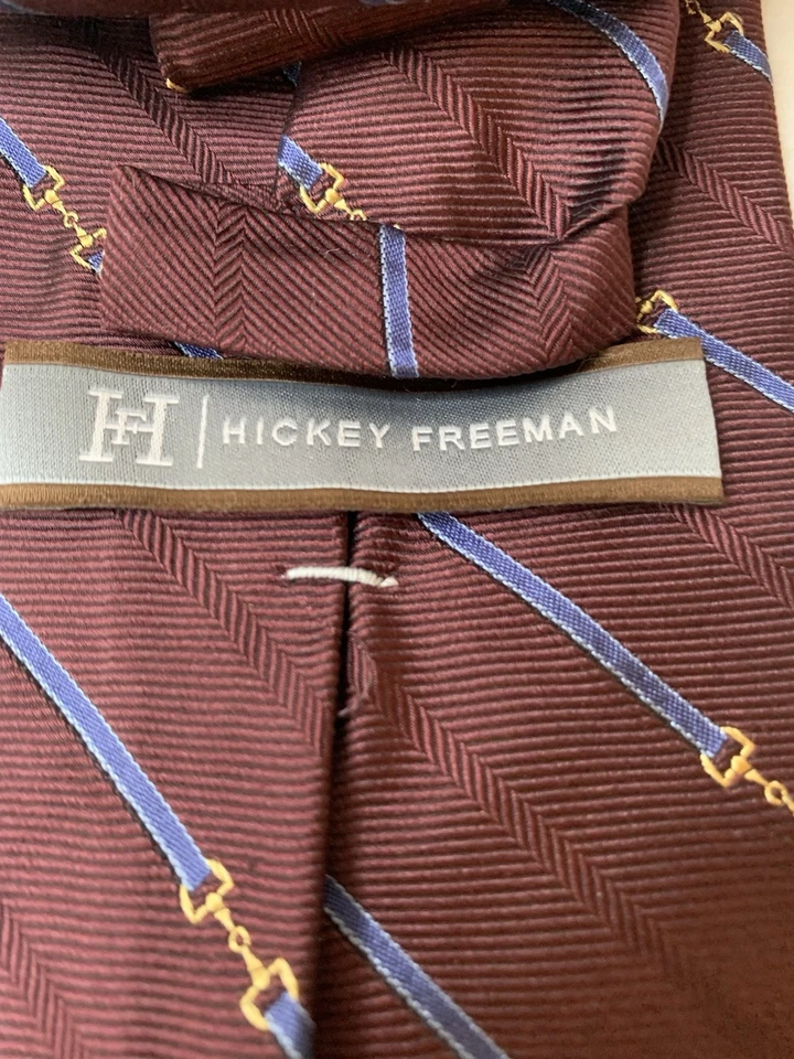 Corbata clásica a rayas de seda Hickey Freeman para hombre EE. UU. Foto 4 de 4