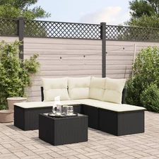 Garden Sofa Set Black furniture, Cream white cushions