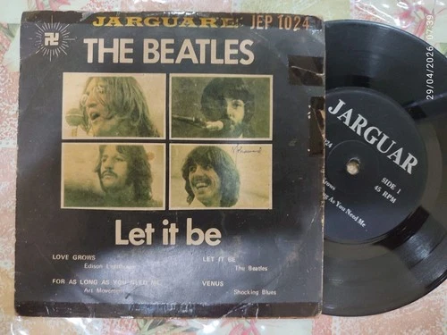 THE BEATLES-Let it be only song Malaysia 7" ep weird pic cover label hardly seen