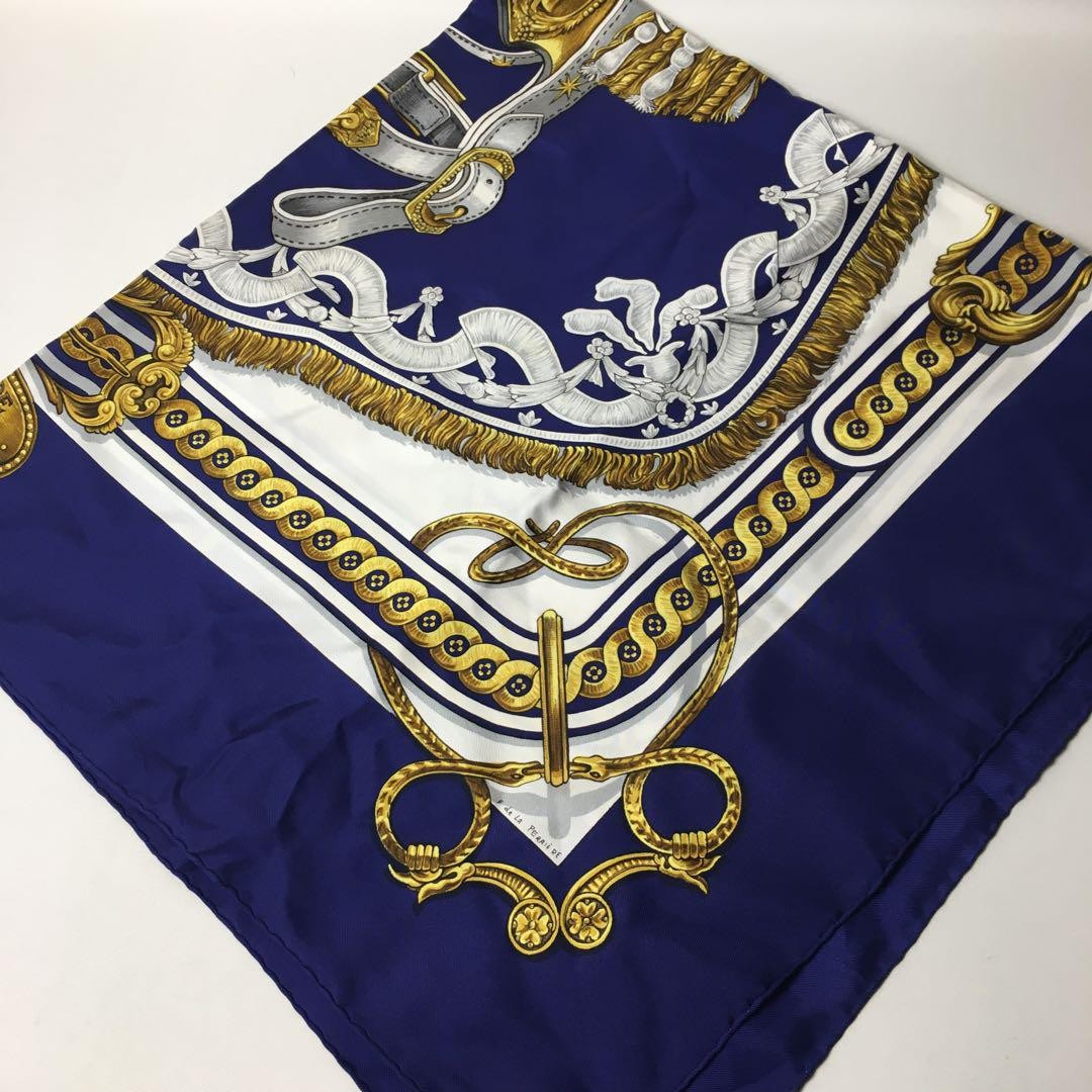 Hermes Carre 90 Silk Scarf in Classic Navy Blue  