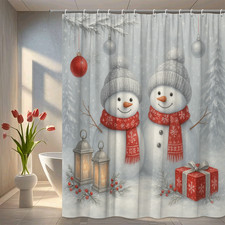 Adorable Snowman Shower Curtain for Winter Holiday Decor