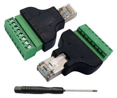 AAOTOKK RJ45 Screw Terminal 8P 8C Male to 8Pin Female Bolt male 