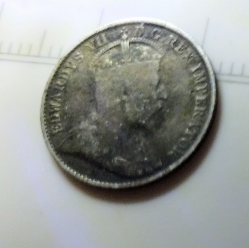 1907 5 CENTS CANADA SILVER (EDWARD VII) CIRCULATED. "VII"