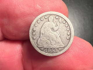 NICE 1853 SEATED LIBERY SILVER HALF DIME............with FREE shipping