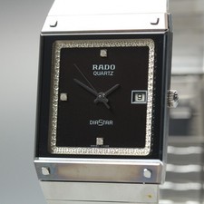 Near MINT RADO Diastar 129.0154.3 Date Black 3PD Quartz 27mm Ladies Watch