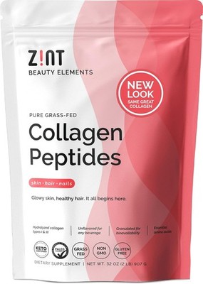 Zint Collagen Peptides Powder 32 oz PaleoFriendly, KetoCertified, GrassFed Hy...