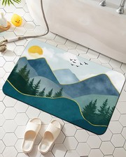 Mountain Landscape Sun Bathroom Rugs Mat Non Slip Absorbent Quick Dry 17x29.5
