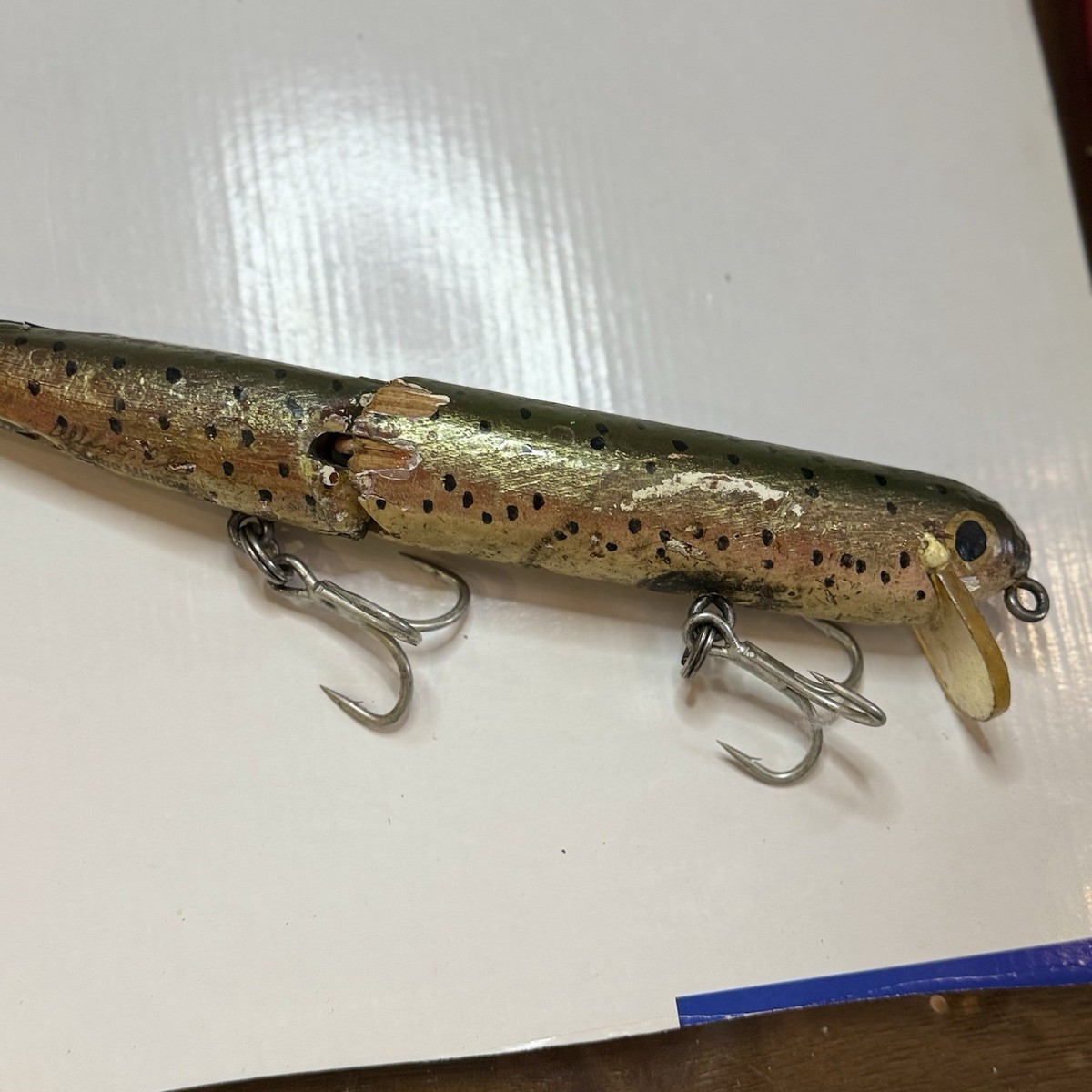 AC PLUG VINTAGE WOODEN Lure Jointed Swimming Minnow Allen Cole 1990's Long  #2 | eBay
